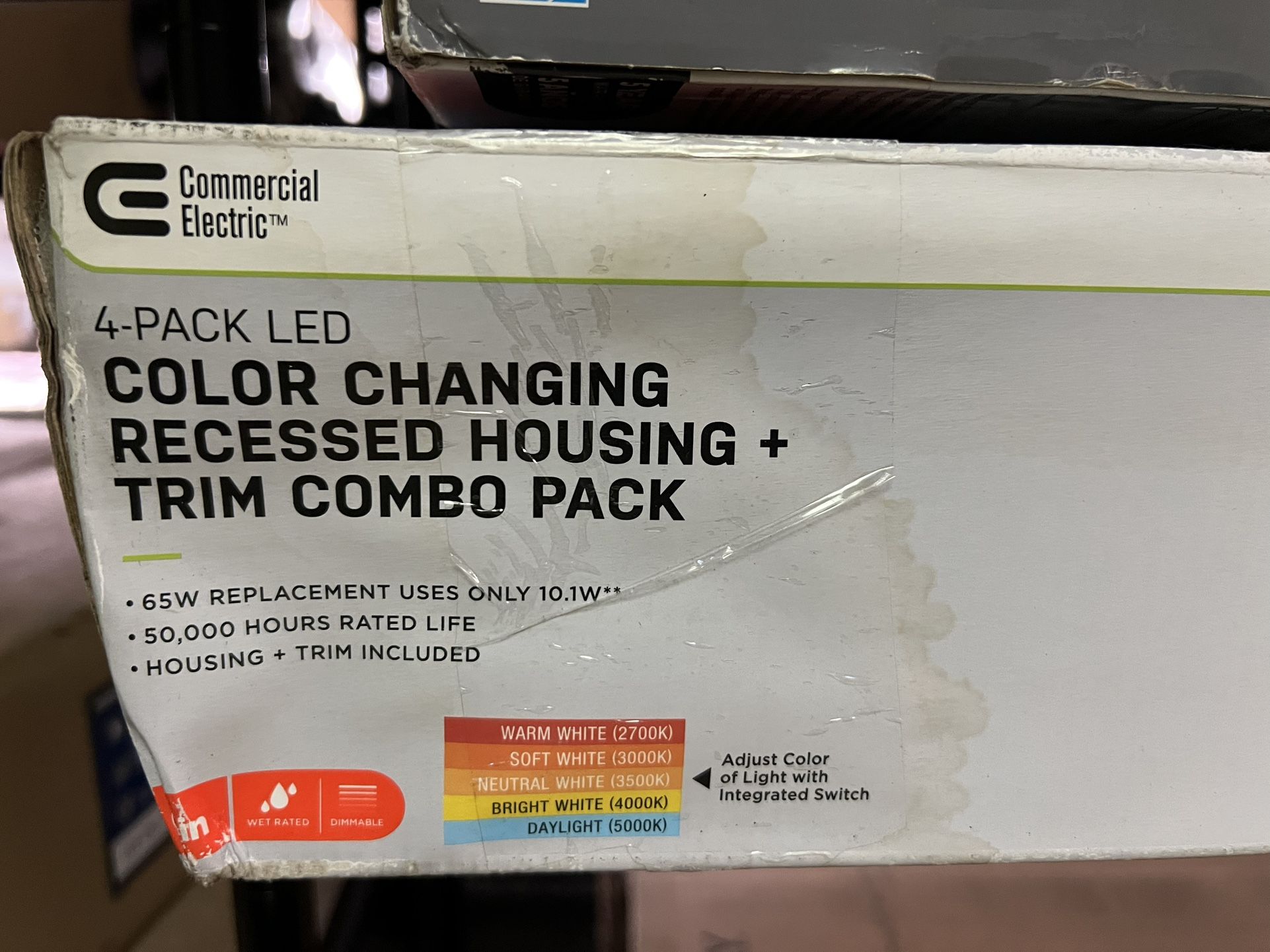 4-PACK LED COLOR CHANGING RECESSED HOUSING + TRIM COMBO PACK • NEW CONSTRUCTION DOWNLIGHT • FOR USE WITH LED COMPATIBLE LIGHT DIMMERS • IC RATED FOR D