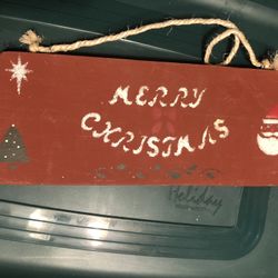 Merry Christmas Wood Hanging Sign