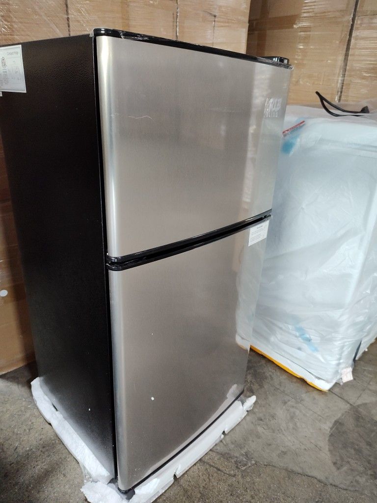 3.5cu.ft Compact Refrigerator Mini Fridge with Freezer, Krib Bling Small Refrigerator with 2 Door, Silver