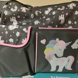 New Unicorn Diaper Bag W/ 36 Newborn Diapers