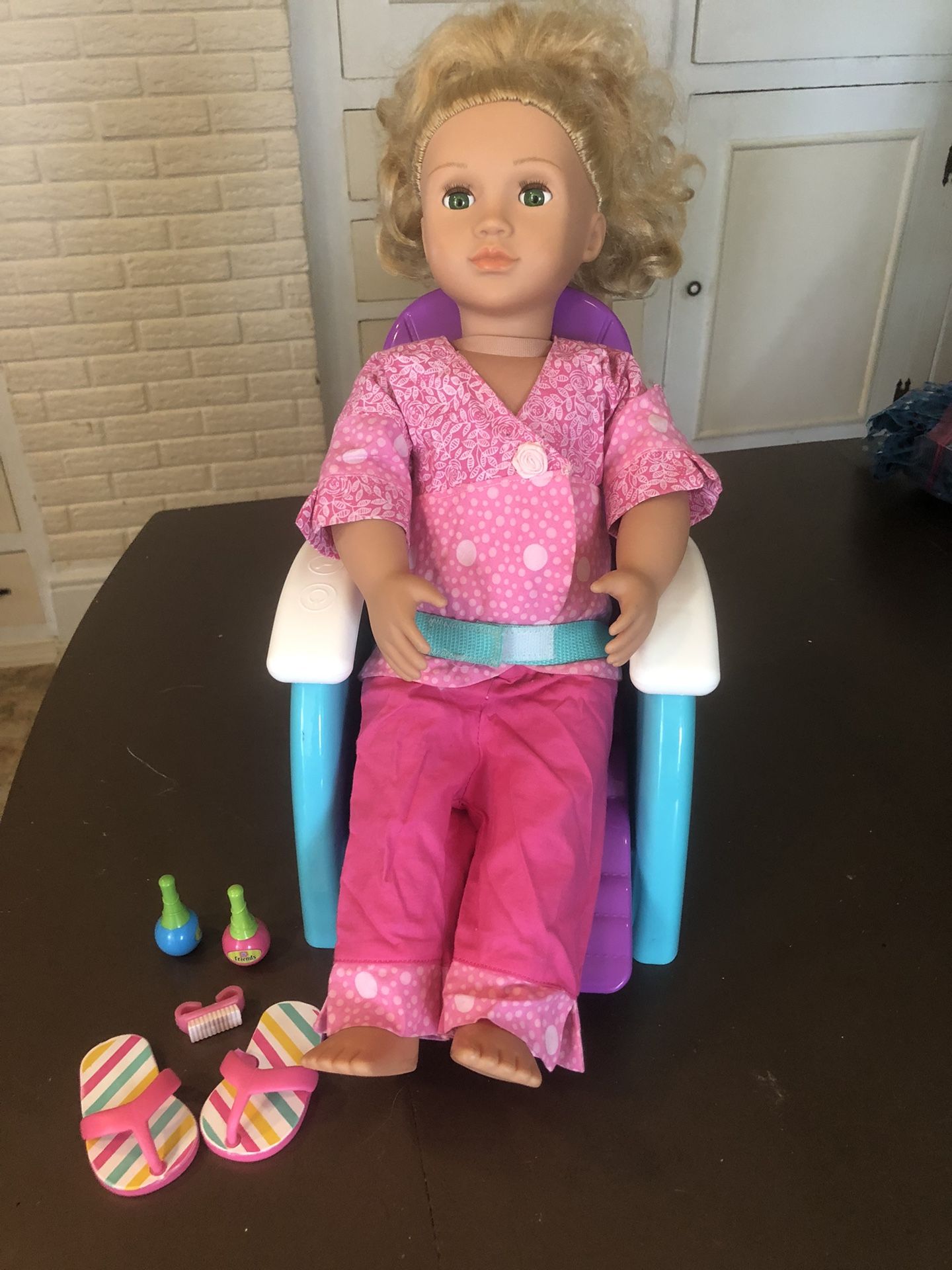 Our Generation Doll With Pedicure Chair