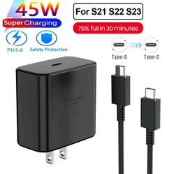 45W Type USB C ⚡Super Fast Wall Charger+6ft Cable For Samsung Galaxy S22 S23 M