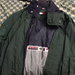 Rare Vintage Tommy Hilfiger Rain Jacket With Packable Hoodie