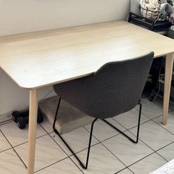 IKEA Lisabo Dining Table Desk Wood Ash Veneer Beige