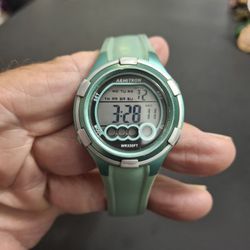 Armitron ProSport Digital Watch 45/7053 M1099 Green Acrylic Case, Stainless Steel Back & Green Resin Band, Band Looks Trimmed-Works Great