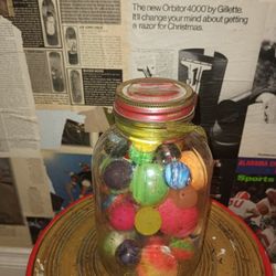 Vintage Mason Jar Full of Bouncy Balls