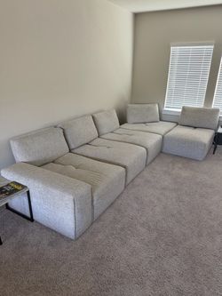 Large Modular Sectional Sofa Light Gray