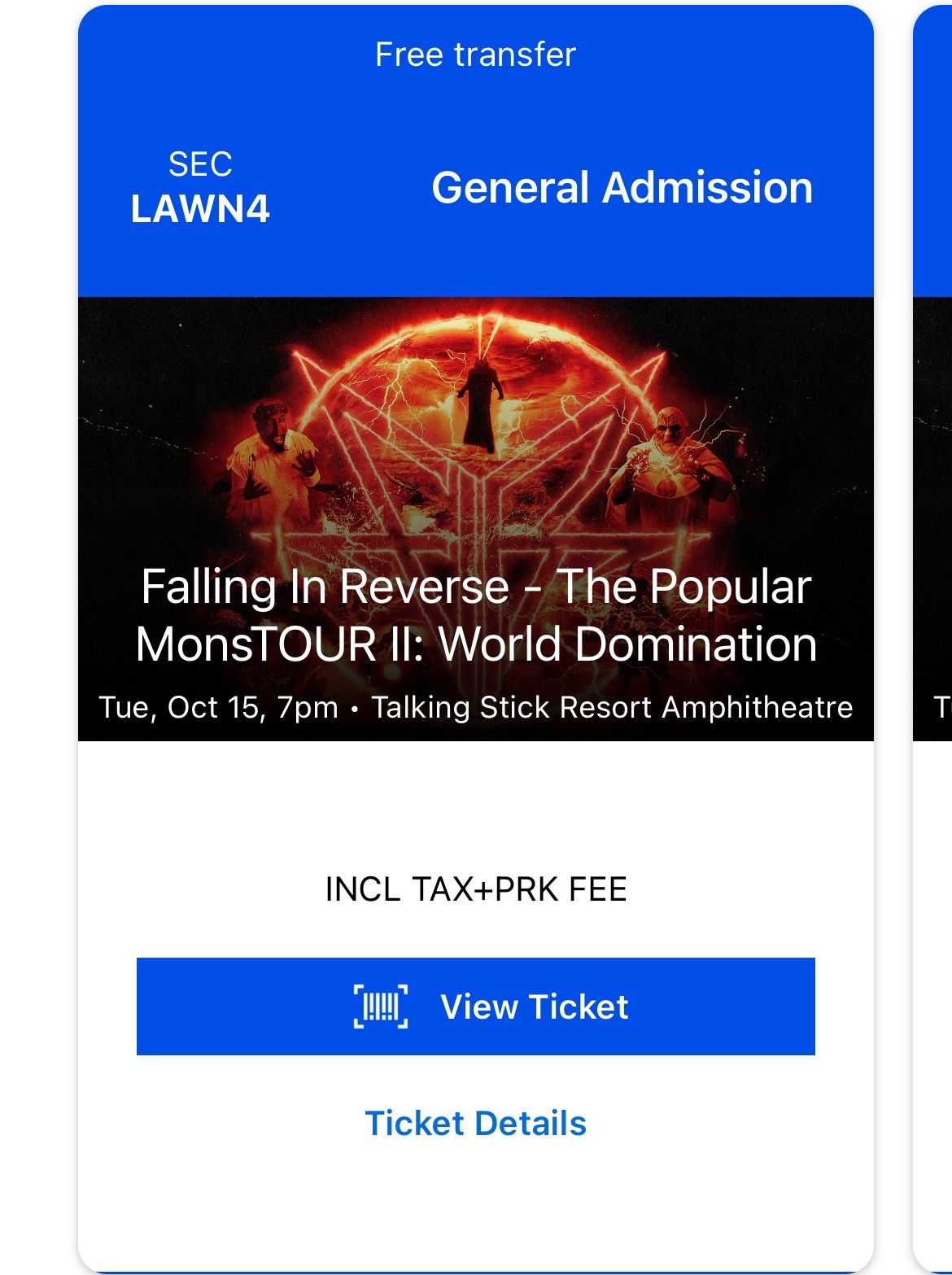 Falling In Reverse Lawn Tickets