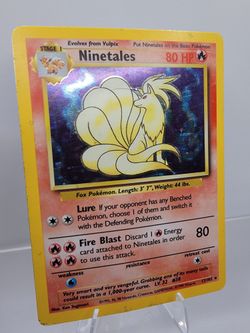 Ninetales 012/102 Base Set Holo — Vintage WOTC Rare Pokémon MP/HP