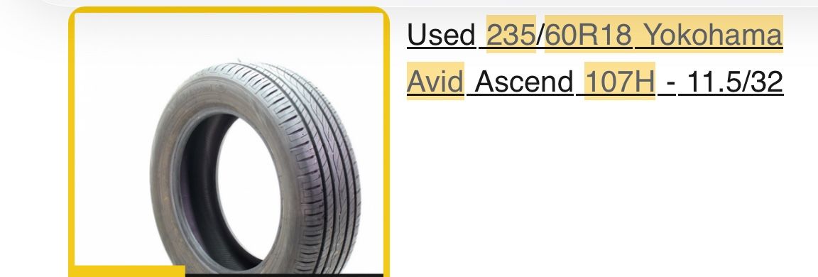 Yokohama Avid 235/60r18 107h