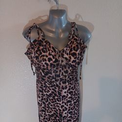 Leopard Print Corset Mesh Dress