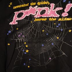 Black and pink Sp5der hoodie 