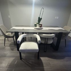 🪨 Restoration Hardware Concrete Dining Table + 6 Chairs – Modern Luxury