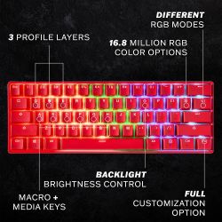 HK Gaming Mechanical Full Gaming Keyboard Red Wired with RGB Backlight GKG1v2