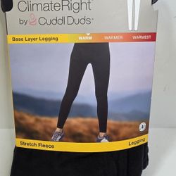 Climate Right By Cuddl Duds Base Layer Fleece Legging Womens 2XL Black 