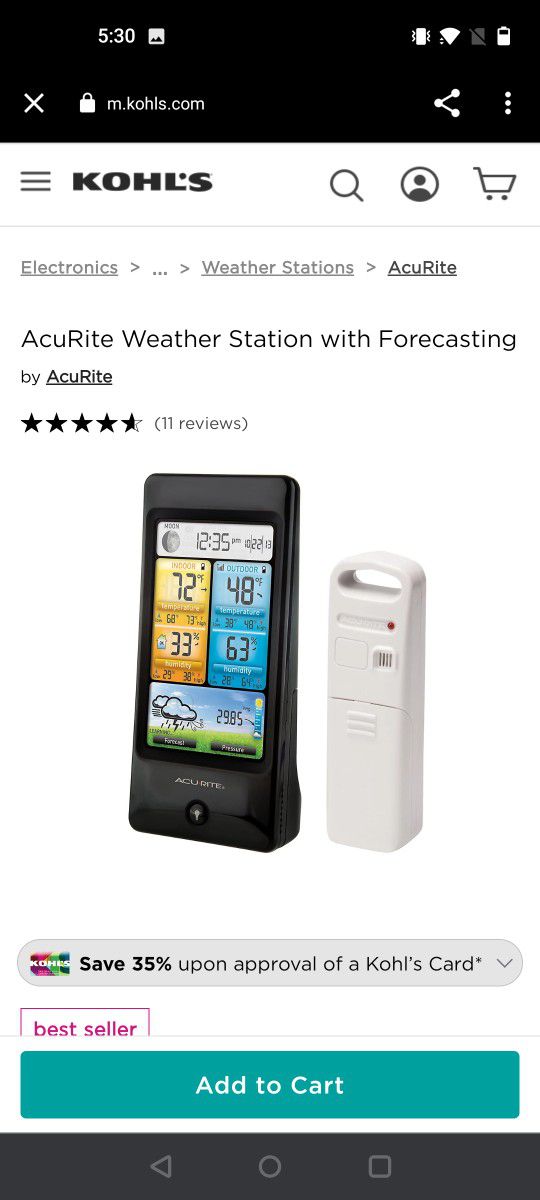 ACU-RITE Weather Forecaster With Color Display Indoor Outdoor Wireless