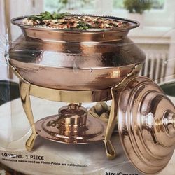  Chafing Dish Copper Hammered New