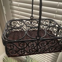 Vintage Style Bottle Rack Hand Made of Wrought Iron & Holds 6 Bottle Or Cups 