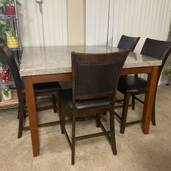 Marble dining table with 4 chairs
