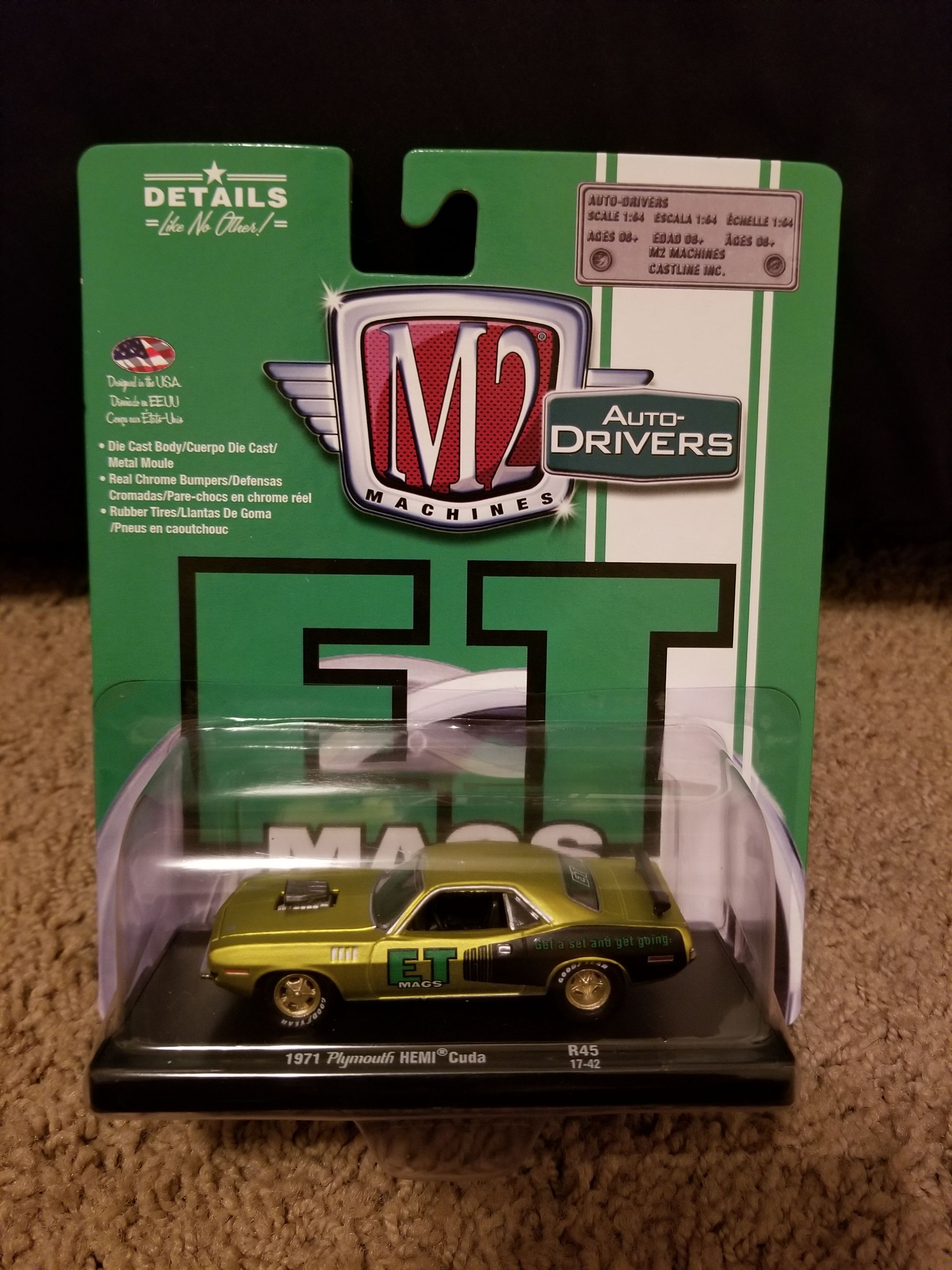 M2 MACHINES AUTO-DRIVERS CHASE ET MAGS 1971 PLYMOUTH HEMI CUDA R45 1:64