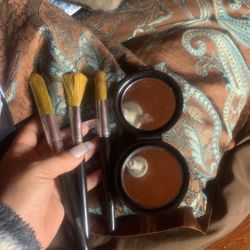 6pic Set makeup Brushes With Compact Mirror 