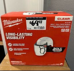 *BRAND NEW* Milwaukee BOLT Clear Dual Coat Lens Full Face Shield that attaches to Milwaukee Safety Helmets & Hardhats Milwaukee 48-73-1420 face shield