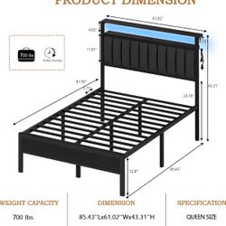 Queen Bed Frame With Charging Station