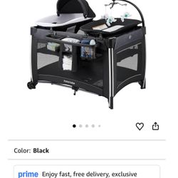 Pamo Babe 4 in 1 Baby Playards with Bassinet & Changing Table, Portable Crib Breathable Mesh and Toy Mobile