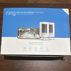 Ring Stick Up Cam With Battery/ Two-pack Battery Power Security Camera. Brand New