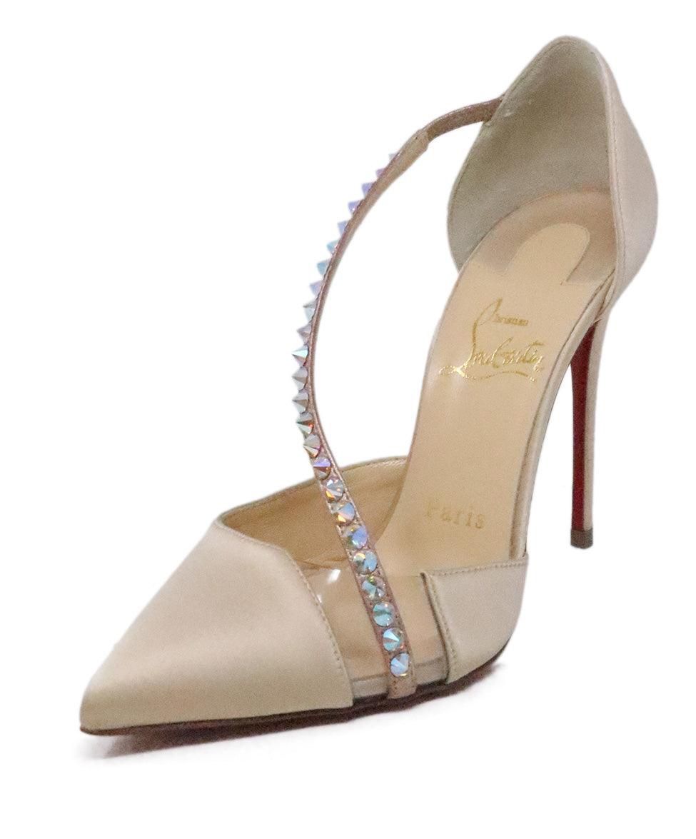 Christian Louboutin Champagne Satin Rhinestone Heels sz 6