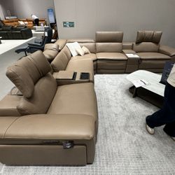 Sectional Leather Reclining 