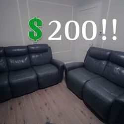Black leather Sofa Three Seater & love Seat!