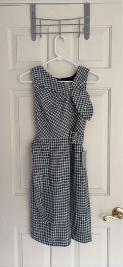 New with tag Black and White Houndstooth Belted Dress