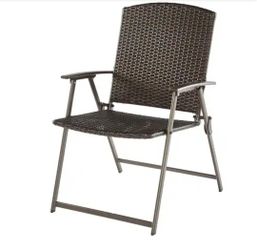 Shop StyleWell Folding Wicker Outdoor Dining Chair