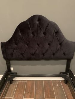 4 Piece Bedroom Set Black Velvet, Larger Cabinet Has a Missing Trimming But In Great Condition.