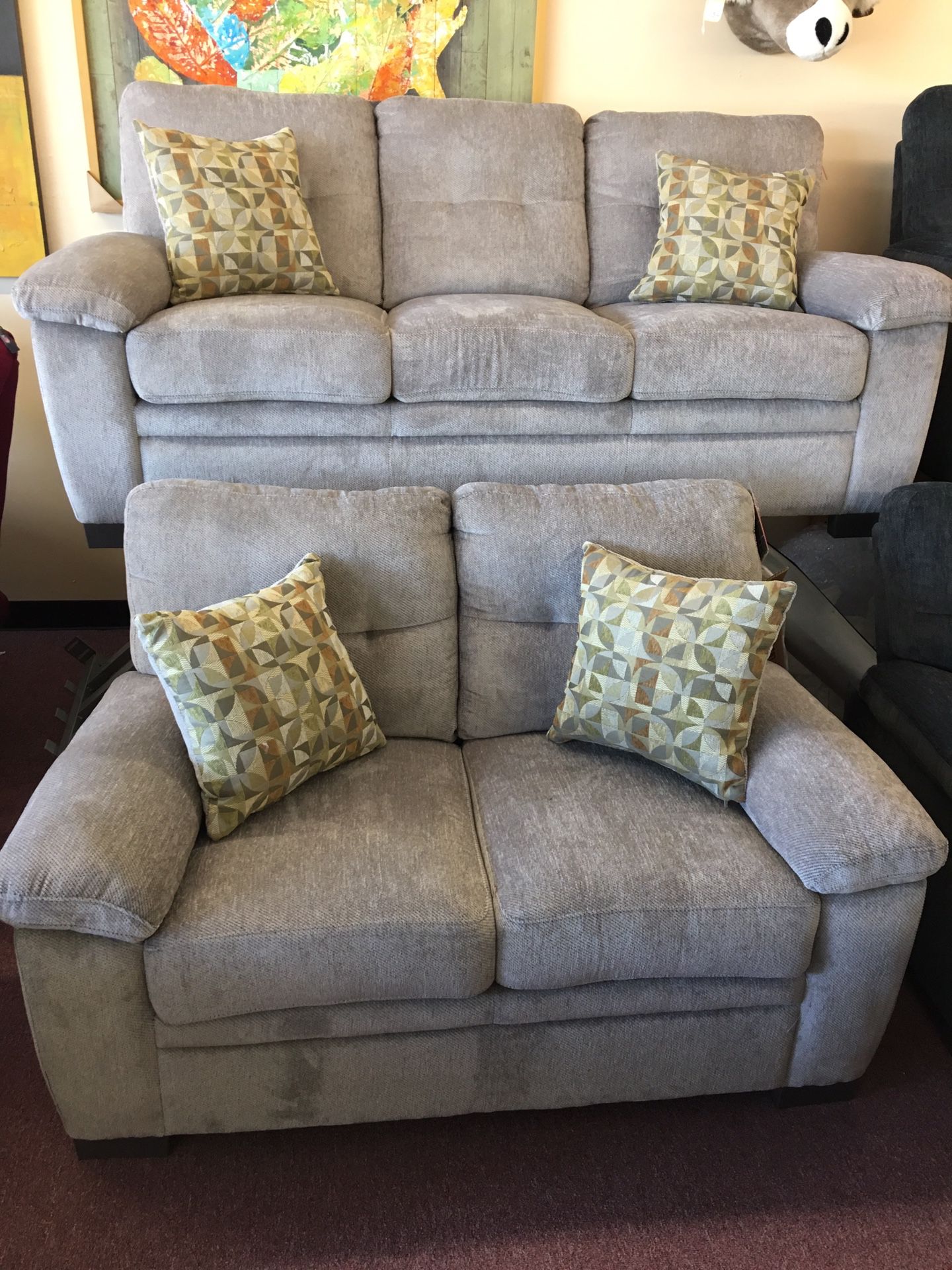 💥HUGE Blowout Furniture Sale!💥 Brand New Gray Sofa Loveseat Set W/ Accent Pillows! $50 Down Takes It Home Today!