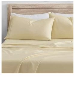 100% Organic Cotton Solid Queen Sheet Set -- Butter Color