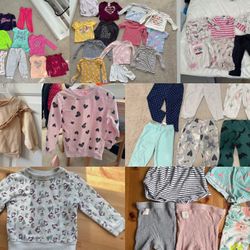46 pc baby girl cloth set top shirt & bottom pant long sleeve short sleeve toddler girl infant girl shorts fleece pant  Some cloths has stains so all 