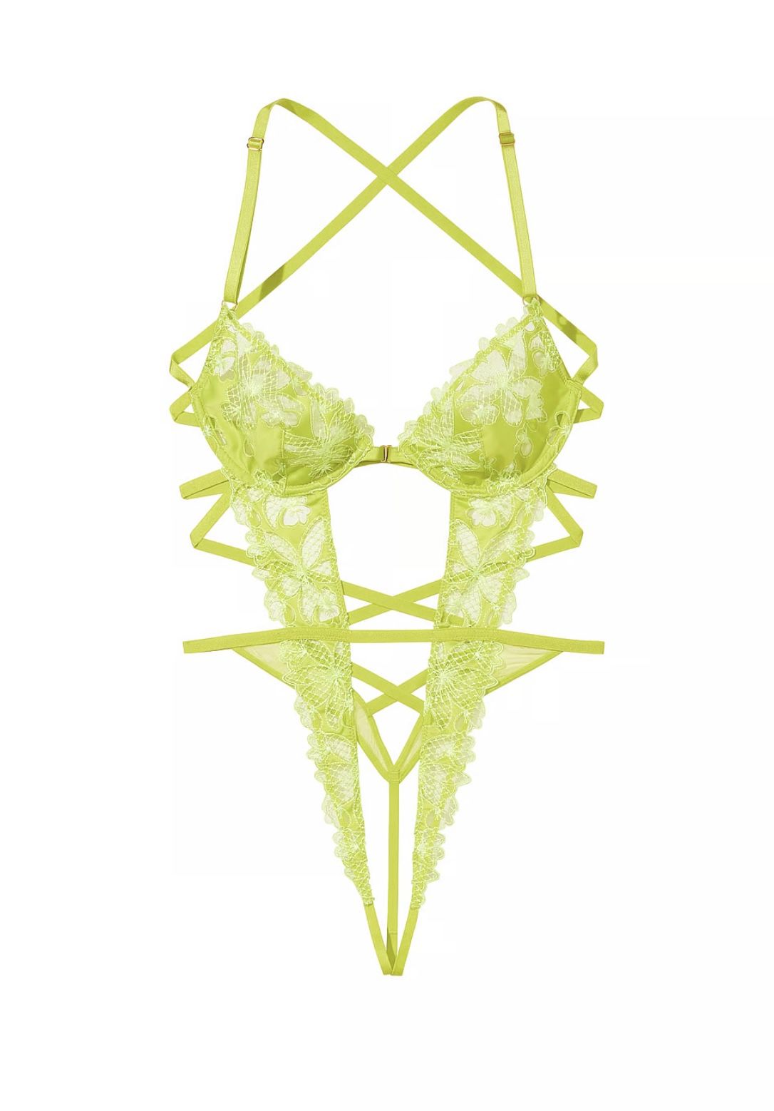 Victoria’s Secret Tease Floral Embroidery Unlined Crotchless Teddy