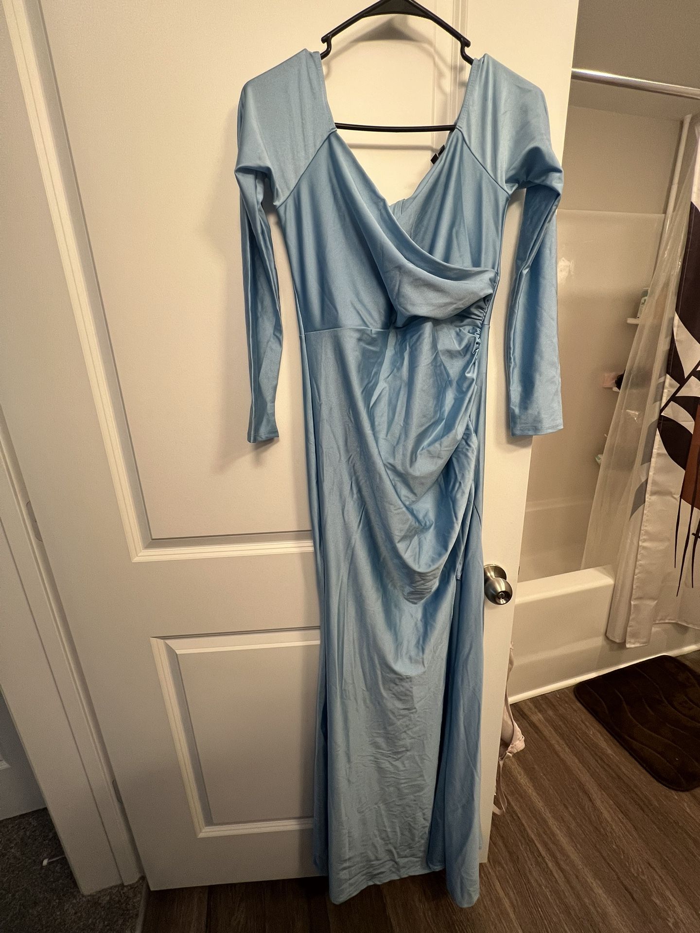 Baby Blue Long Sleeve Gown