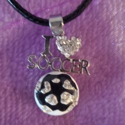 Beautiful I love Soccer necklace