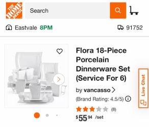 Flora 18-Piece Porcelain Dinnerware Set (Service For 6)