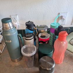 Thermos, water bottles and on the go drink holders
