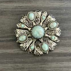 Vintage Turquoise and Silver Brooch