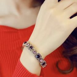Pink & purple diamond bracelet stretch bracelet women jewelry Rhinestone Crystal Chains