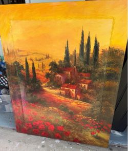 Beautiful Tuscany lithograph on canvas 48 x 38