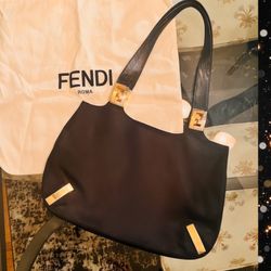 Fendi Authenticated Black Nylon Shoulder Tote Vintage Please read details. 💖