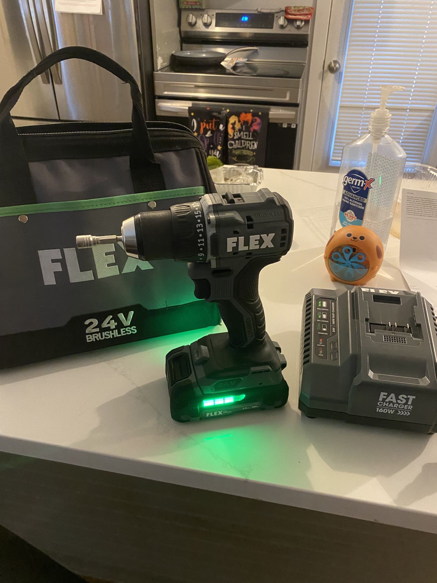 24v Flex Brushless Drill With 2 Batteries, Charger & Tool Bag