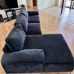Black Velvet Sofa Chaise 
