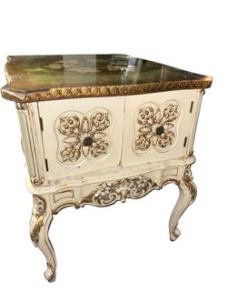 2 Ornate Vintage Accent Table with Gold Accents